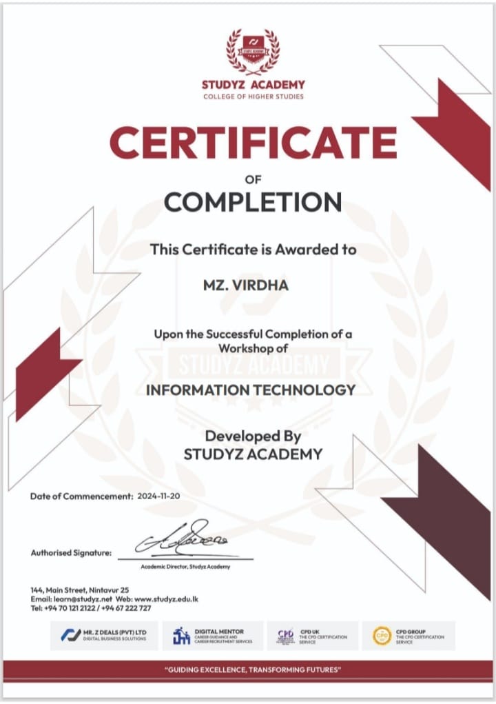 IT Workshop Certificate